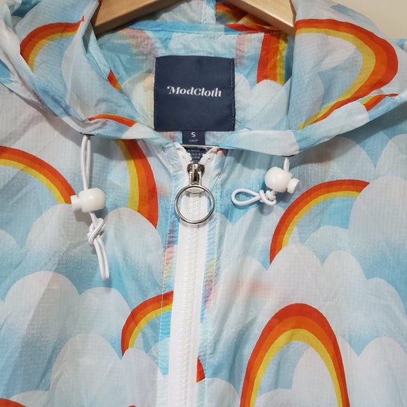 MODCLOTH / S / Women's Mind At Ease Lightweight Rainbow Print Windbreaker Jacket - Picture 5 of 9